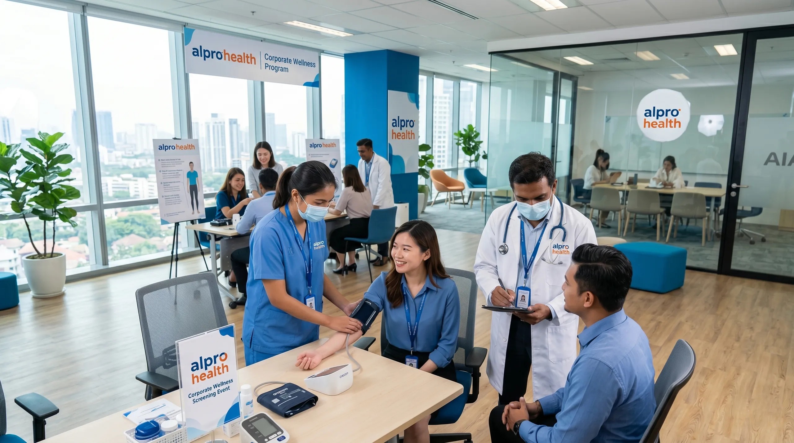 Corporate wellness health screening event at Malaysian office